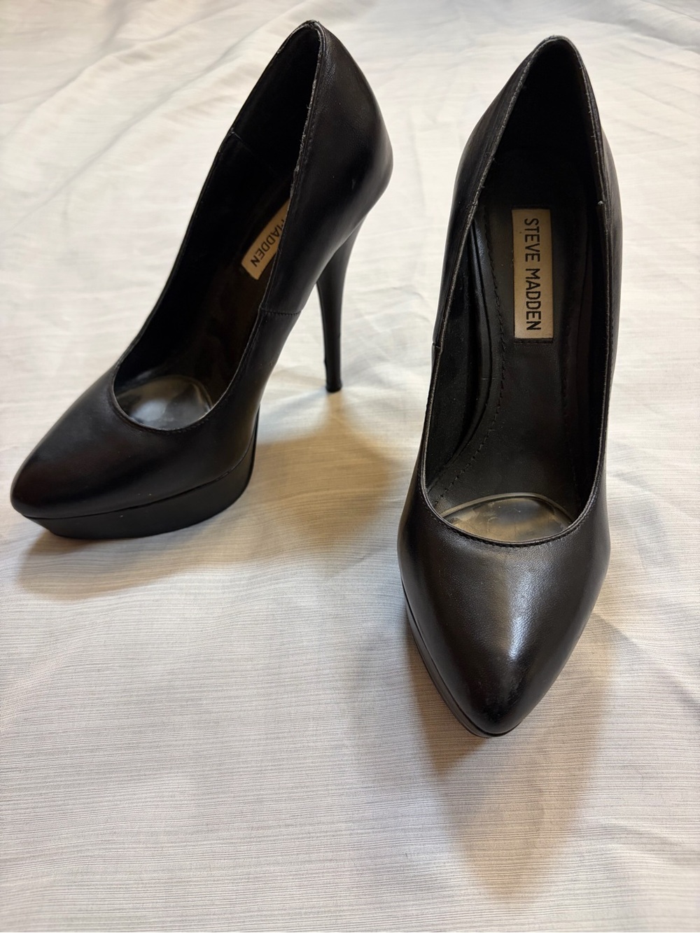 Steve Madden Darrina Black Leather Platform Pumps Heels Size 7.5 M